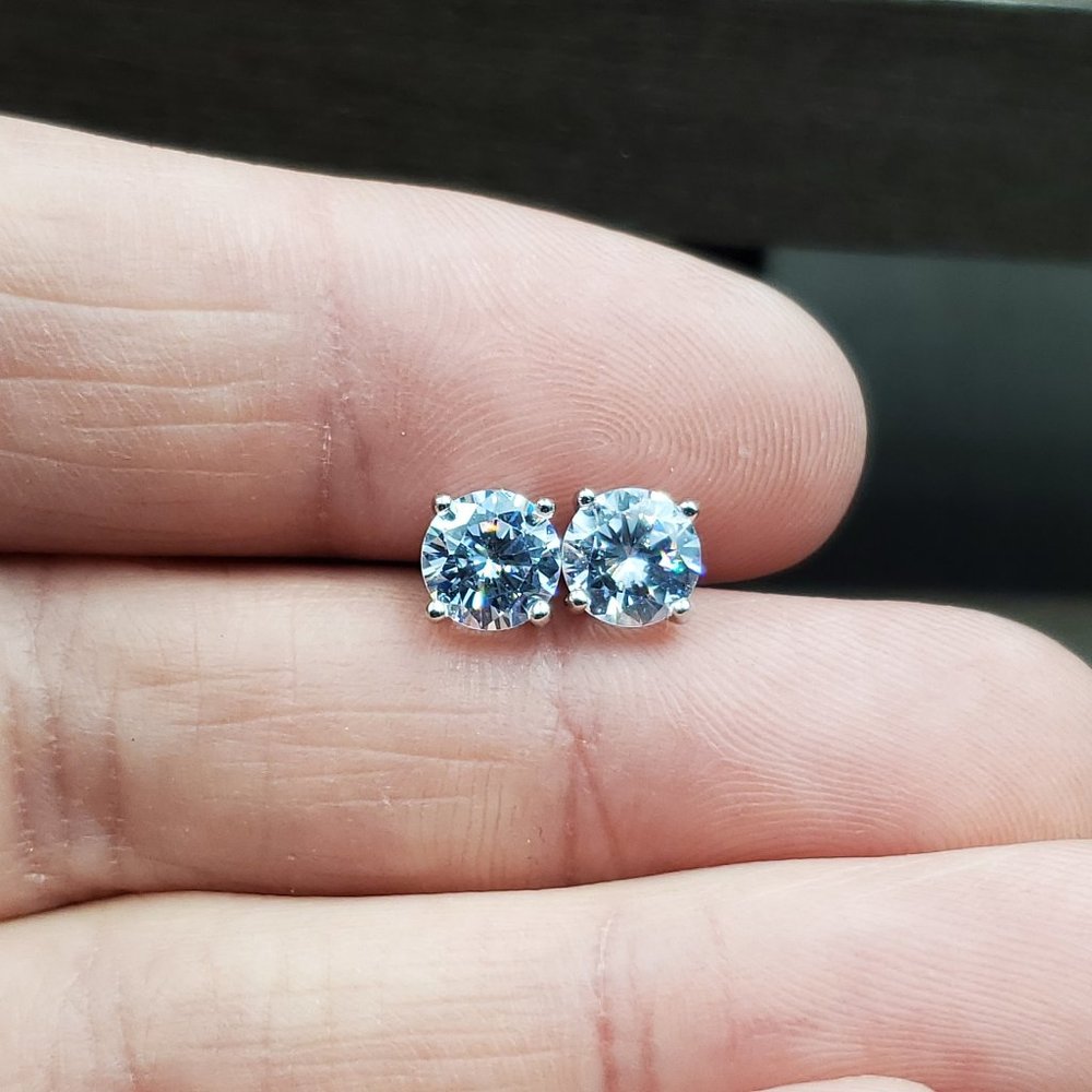 6mm Sterling Silver Round Cubic Zirconia Stud Earrings
